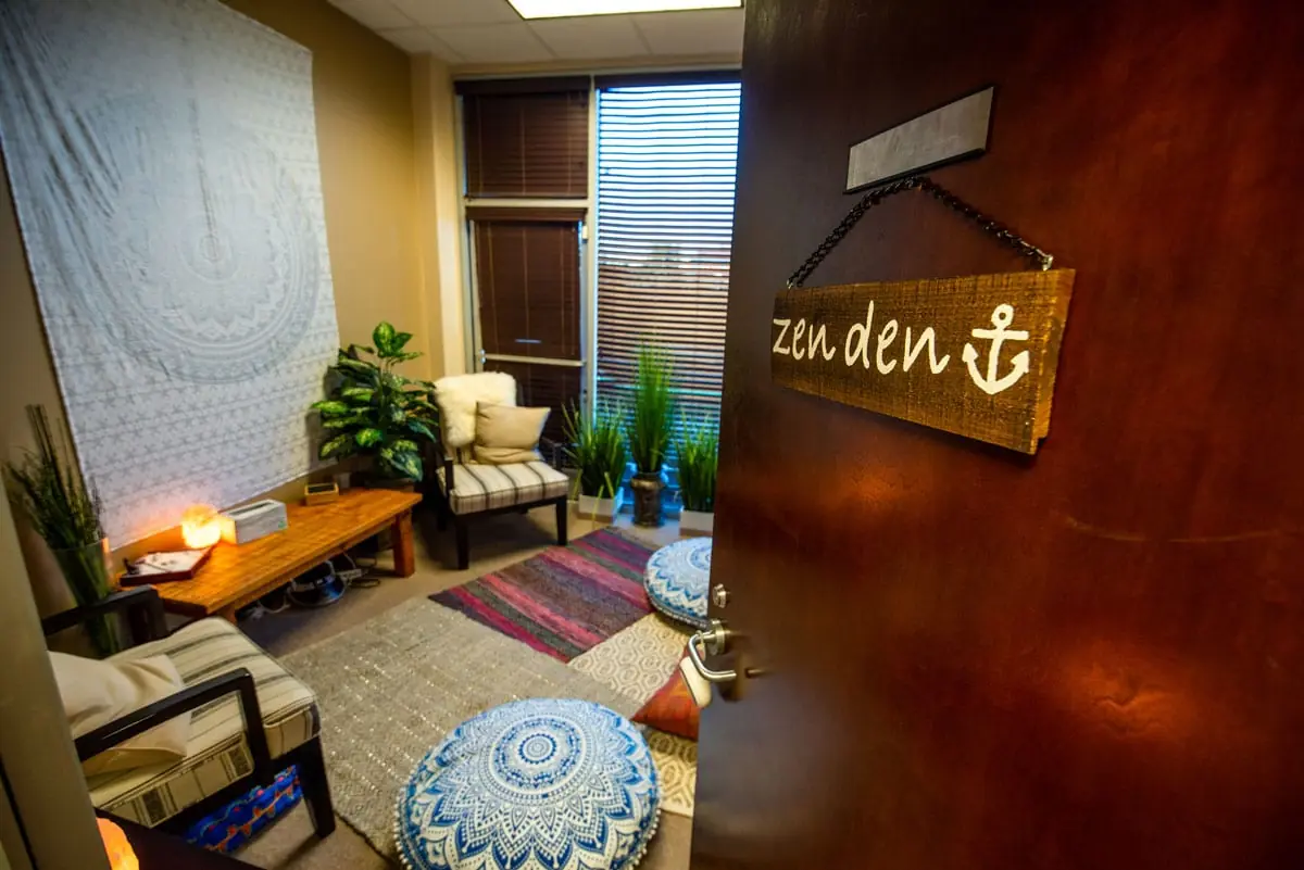 Quiet therapy room entrance at Anchored Tides Recovery