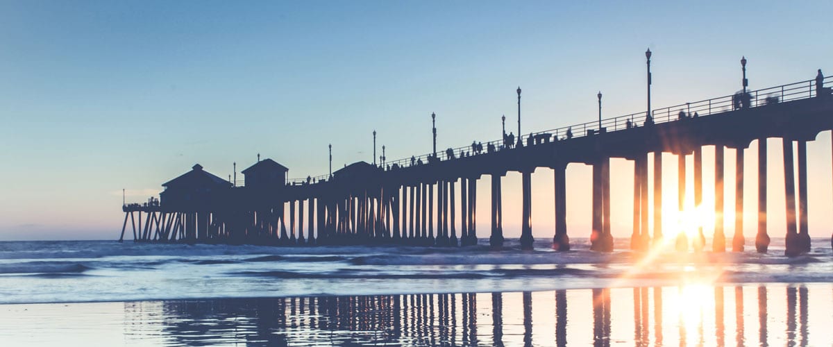 Huntington Beach pier at sunset