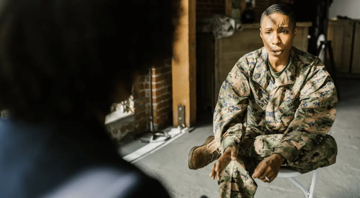 female in the military talking PTSD